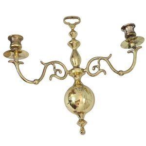 Home Candlestick Candelabra Wall Sconces Solid Brass Colonial Double Arm Style